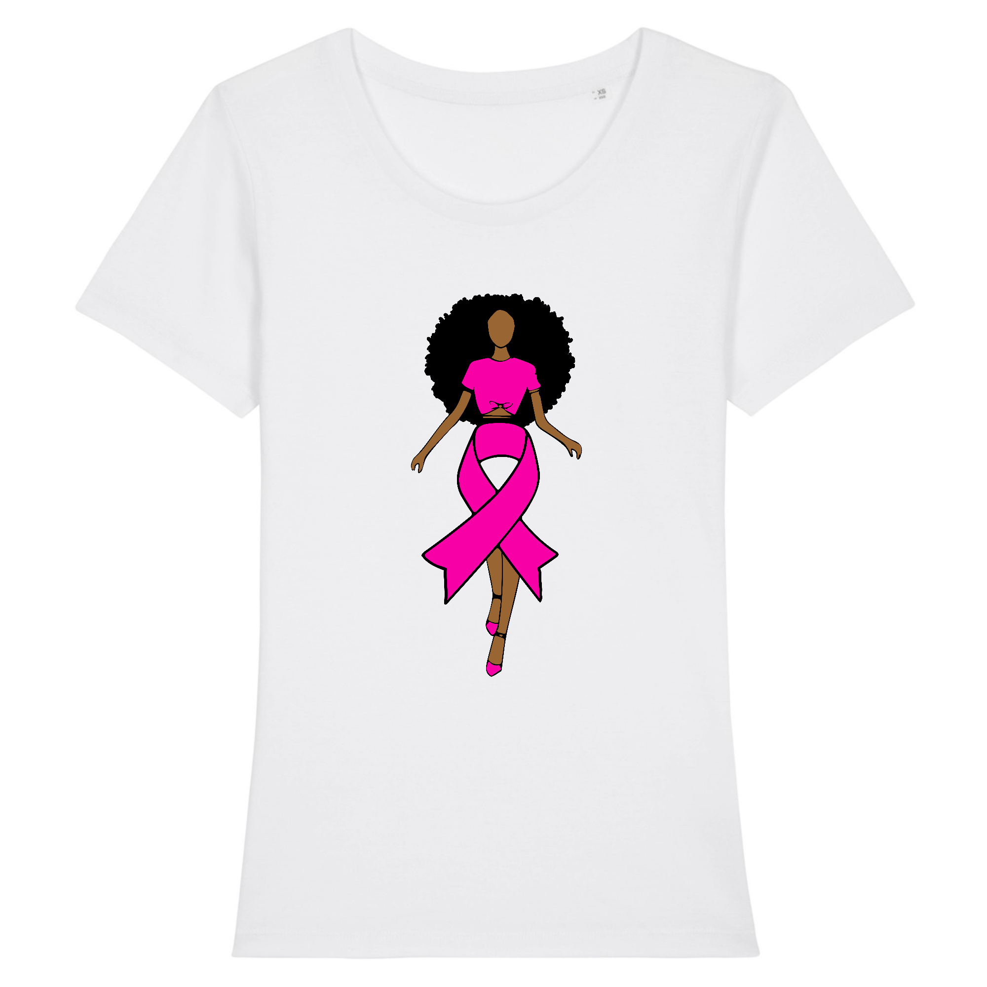 T-Shirt Ruban Rose Afro Queen